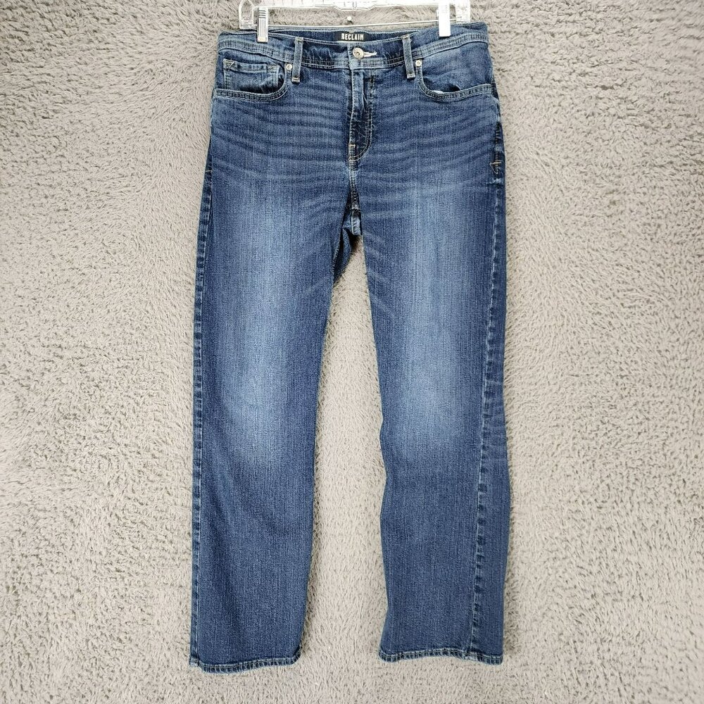 Reclaim Jeans Womens 32 Petite Medium Wash Stretch Mid Rise Regular Bootcut
